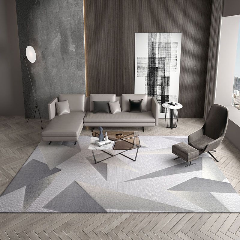 Modern Geometry Print Rug Polyester Indoor Carpet Stain Resistant Area Rug for Living Room
