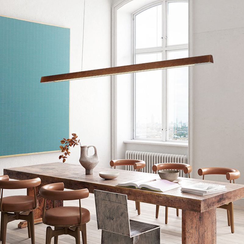 Contemporary Style Linear Shape Pendant Light Wood 1 Light Pendant Lighting Fixture