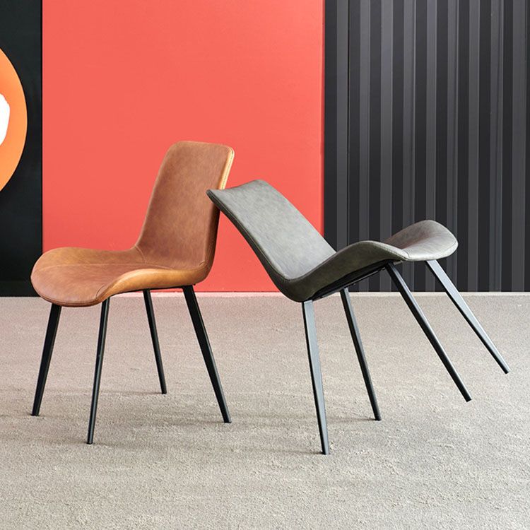 Chaises de salle à manger en cuir de style contemporain, fauteuil à dossier solide pour cuisine