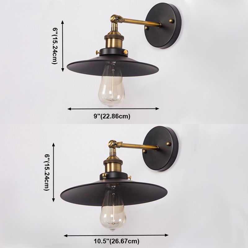Black Cone Wall Light in Industrial Retro Style Wrought Iron Wall Lamp for Interior Spaces