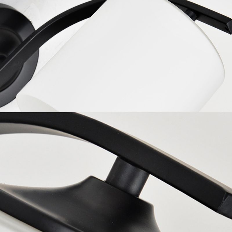 Cylindre Blanc Verre murale de montant lampe 1-LIGHT VINTAGE ÉCLAIRAGE MUR NOIR VINTATION POUR LA CHAMBRE