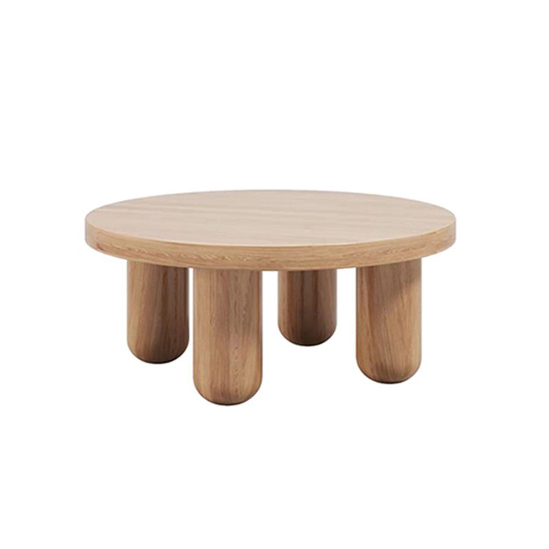 Dia 23.6"/27.6"/31.5" Wooden Cocktail Table, Scandinavian 4 Legs Round Coffee Table