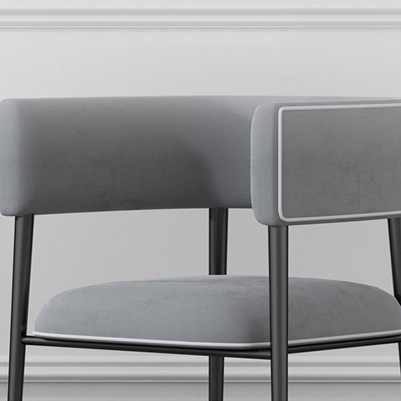 Industrial Upholstered Velvet Arm Chair Open Back Dining Chair for Home