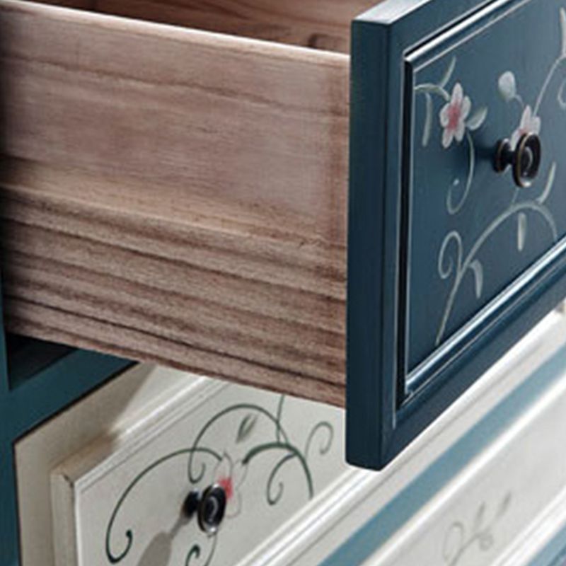 Nautical Vertical Chest Bedroom Solid Wood Storage Chest with Drawers