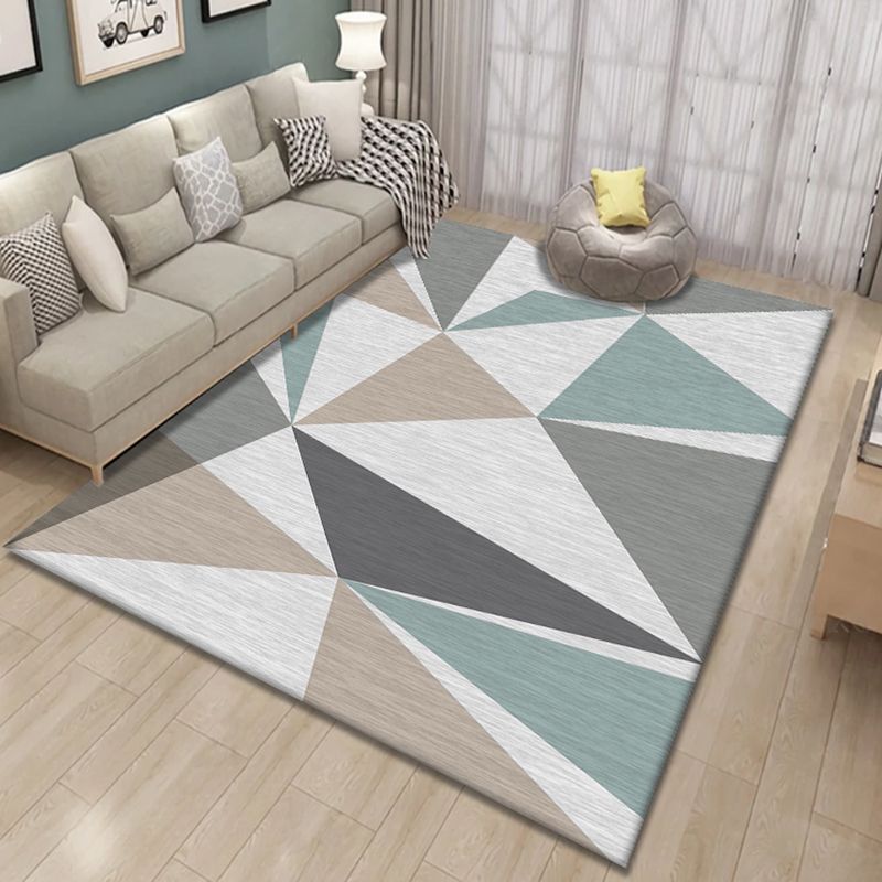 Multicolor Nordic Indoor Rug Polyester Triangle Print Rug Non-Slip Backing Area Rug for Living Room
