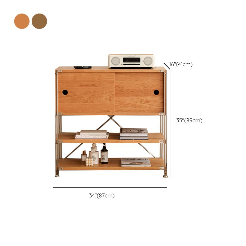 Industrial Accent Cabinet with 2 Shelves and 1 Door in Solid Wood