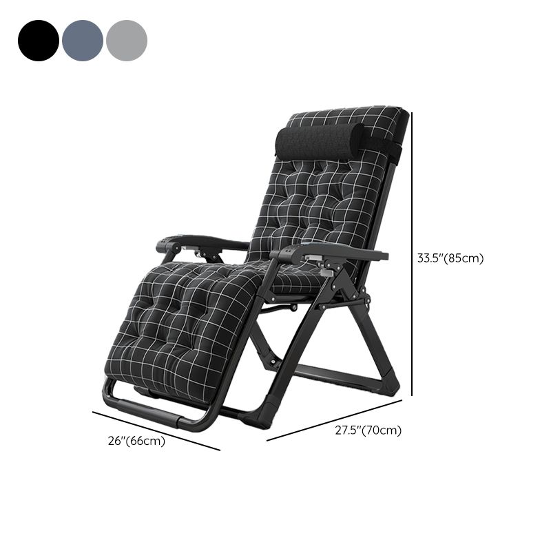 Contemporary Style Standard Recliner Metal Plaid Foldable Chair