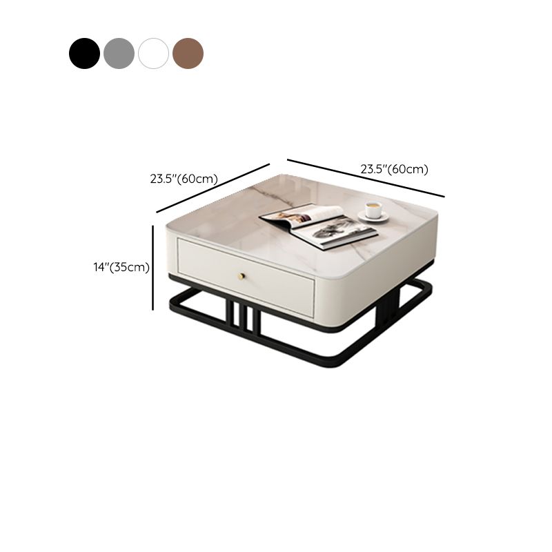 Frame Coffee Table Slate Top Coffee Cocktail Table with Storage Drawers