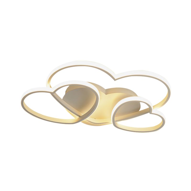 Heart Design Acrylic Ceiling Lighting Minimalist LED White/Pink/Gold Finish Flush Mount Light Fixture