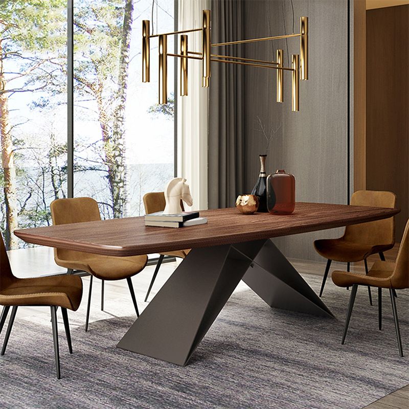 Industrial Rectangle Dining Table Wood Table with Metal Legs for Home