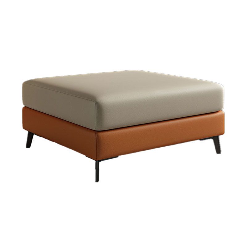 Rectangular Contemporary Ottoman Leather Foot Stool with Black Legs