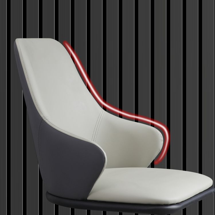 Minimalist Style Leather Dining Chairs Solid Back Upholstered Side Chair for Home