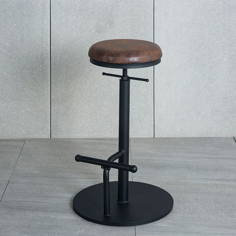Metal Adjustable Height Bar Stool Industrial Armless Bar Stool with Footrest