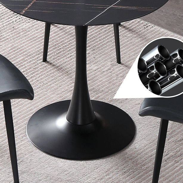 Glam Sintered Stone Dining Table Set Round 1/2/3/4/5 Pieces Dining Set for Home Use