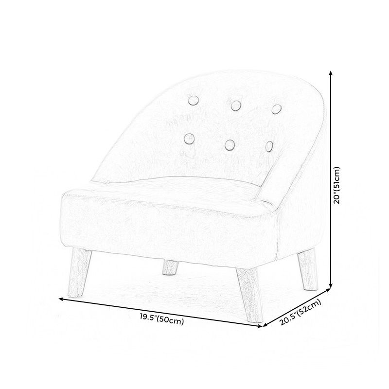 Buttoned Armchair with Basic Four Legs and Sloped Arms Chair