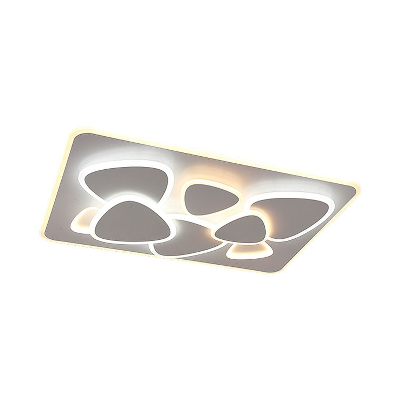 Grey Overlapping Ceiling Mounted Fixture Modern LED Metal Flush Mount Ceiling Lighting in White / Warm Light, 19.5 "/38" Wide