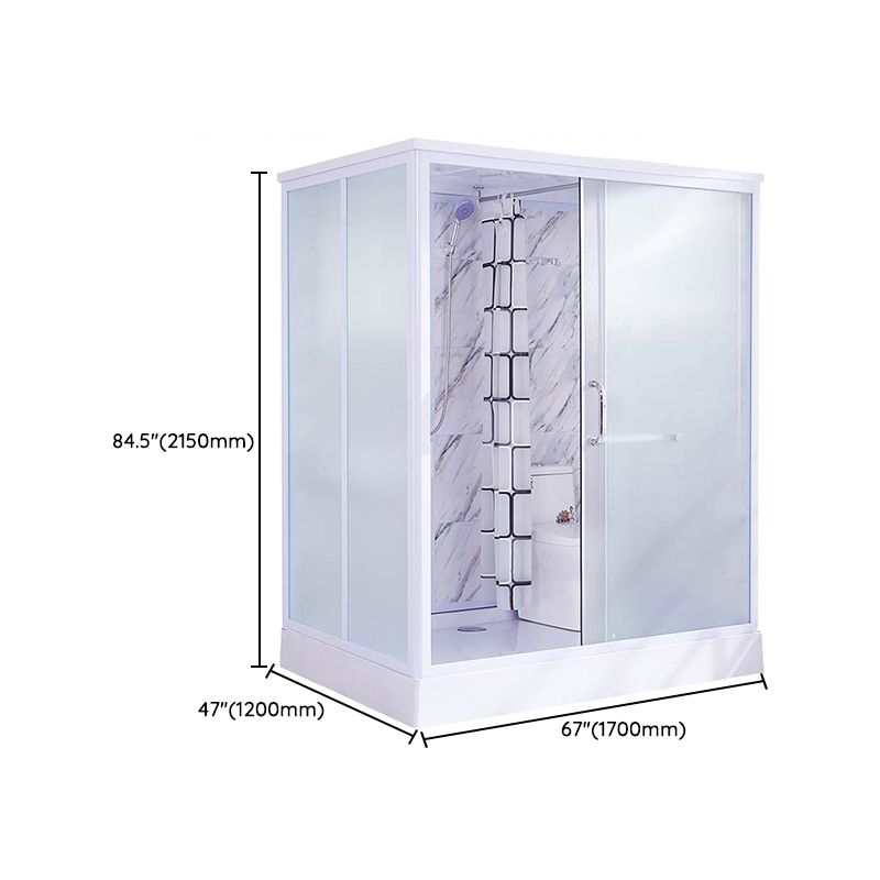 Framed Single Sliding Shower Kit Rectangle Frosted Shower Kit