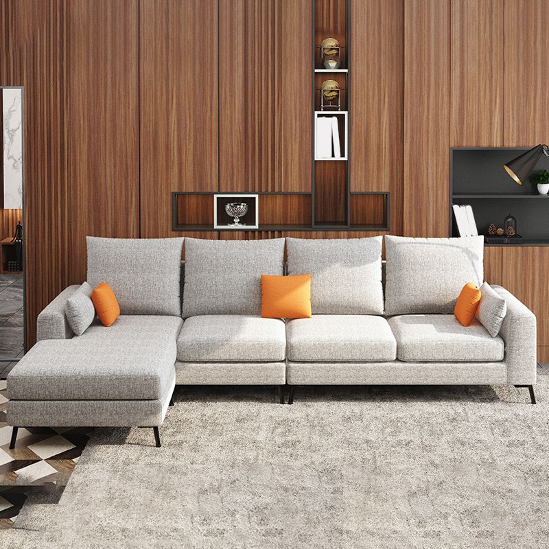 33.46" Tall Modern Linen Sectional/Sofa with Pillowed Back Cushions