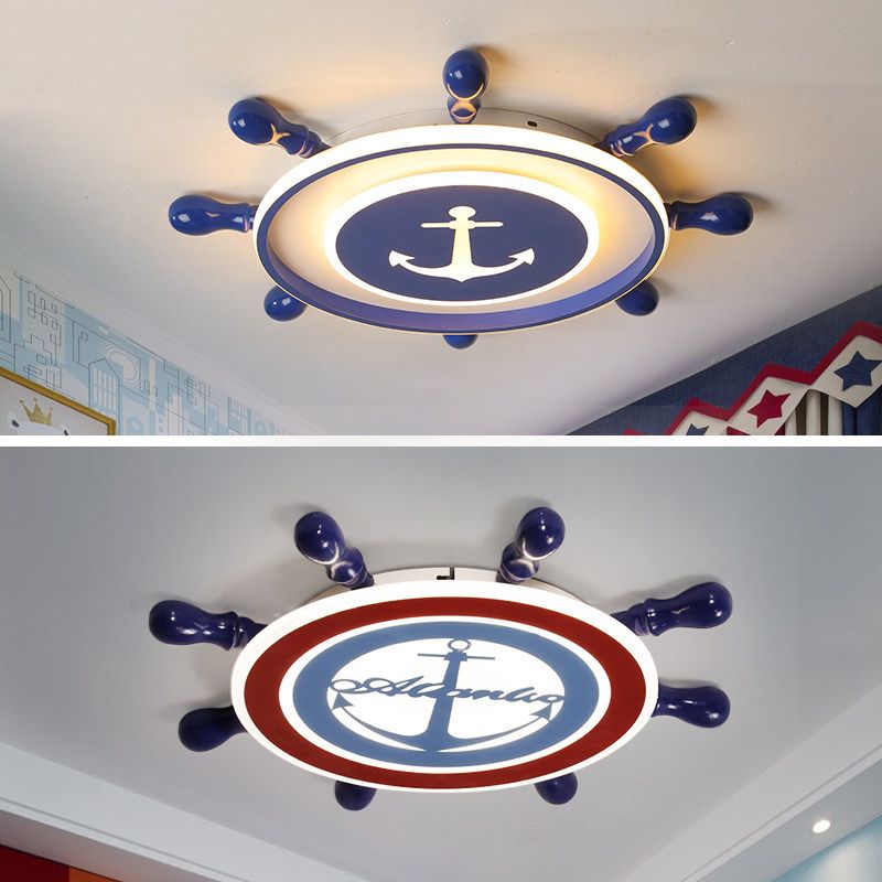Rudder Nursery Flush Ceiling Light Metallic Cartoon LED Flush Mount Lighting Fixture