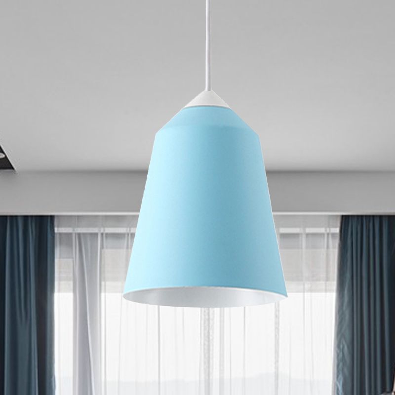 Iluminación colgante de campana metal minimalista 1 luz blanca/azul/dorada de techo colgante