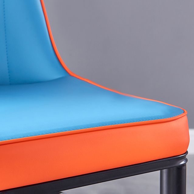 Sillas de comedor de metal Glam, sillones tapizados de piel sintética de tela