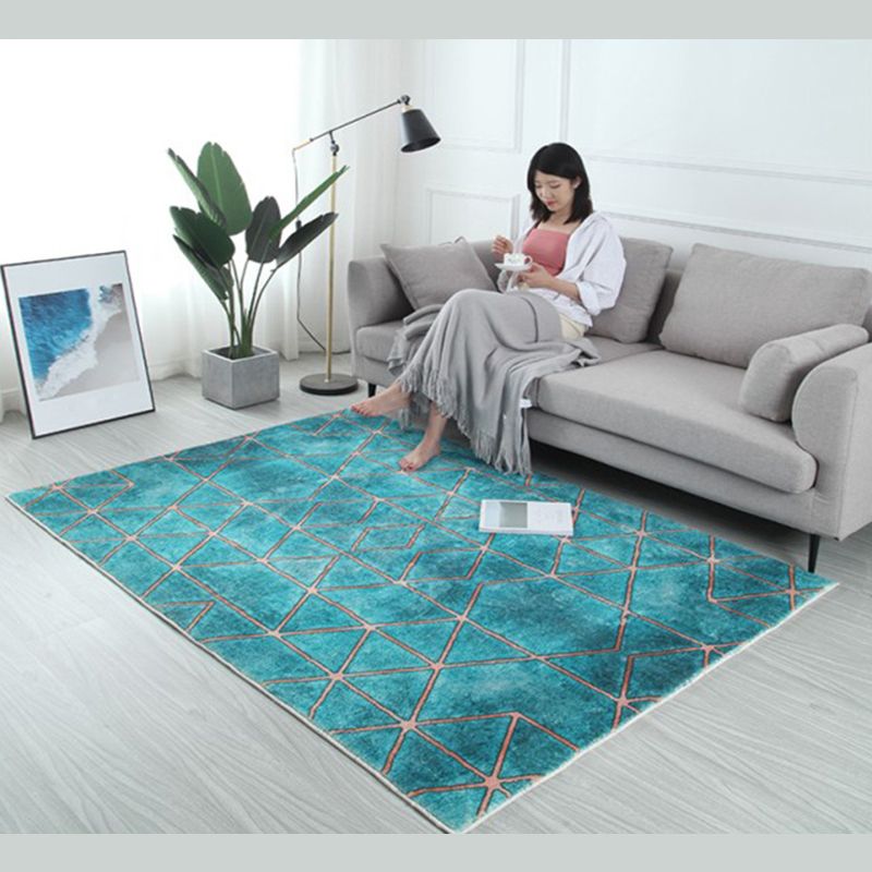Pink Modern Area Rug Geometric Pattern Polyester Area Carpet Anti-Slip Rug for Living Room