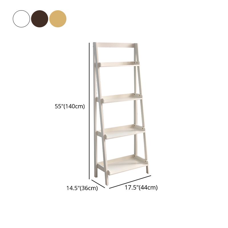 Contemporary Style Ladder Bookcase Wooden Vertical Open Back Book Shelf