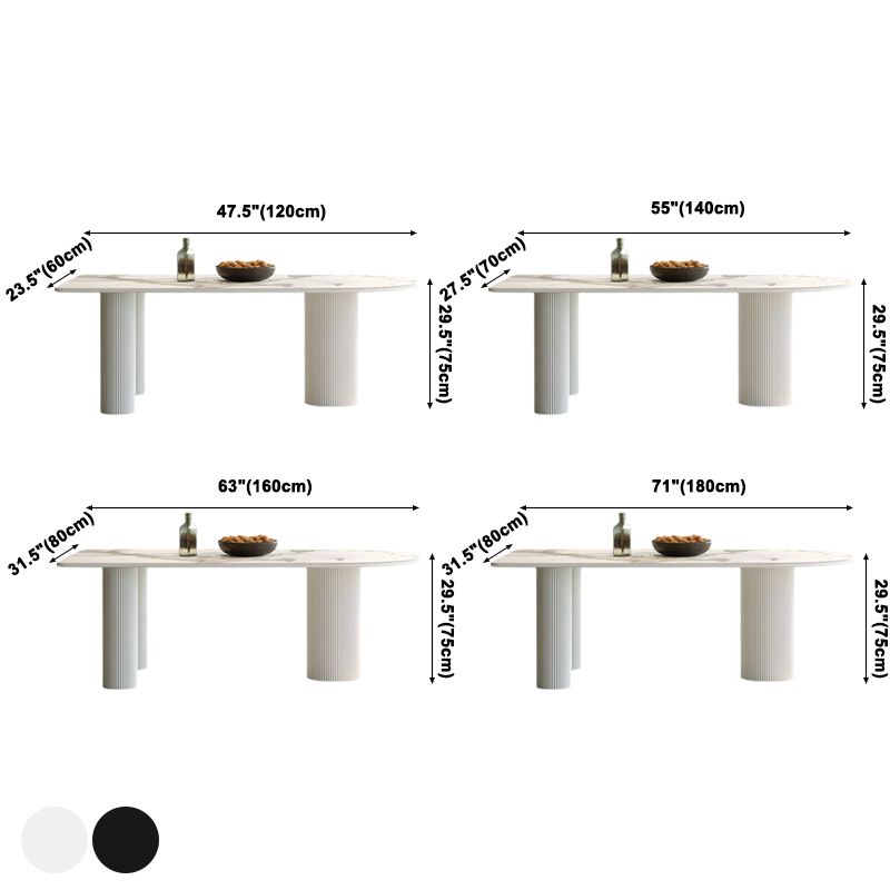 Eigentijdse eettafel Gesinterde stenen eettafel met 3 witte poten om te dineren