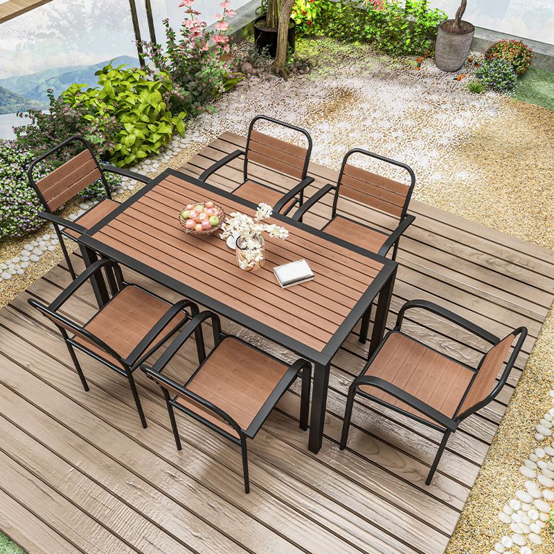 Industrial Wood Patio Dining Table 1/5/7 PCS Geometric Dining Set