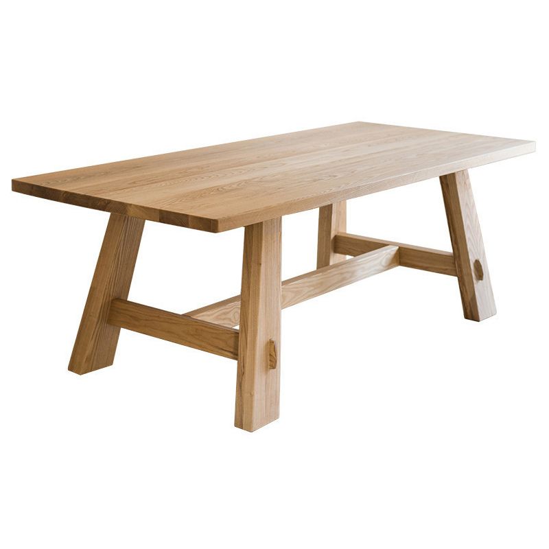 Table rectangulaire en bois massif, Table à manger moderne en nature avec base à tréteaux pour Restaurant