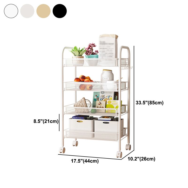 Modern Steel Etagere Bookshelf 3/4/5-Shelf Vertical Open Bookcase with Caster Wheels