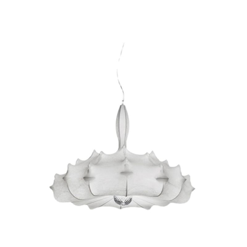 Luminaire de pendentif en soie blanche moderne 1 lumière de plafond géométrique à la lumière
