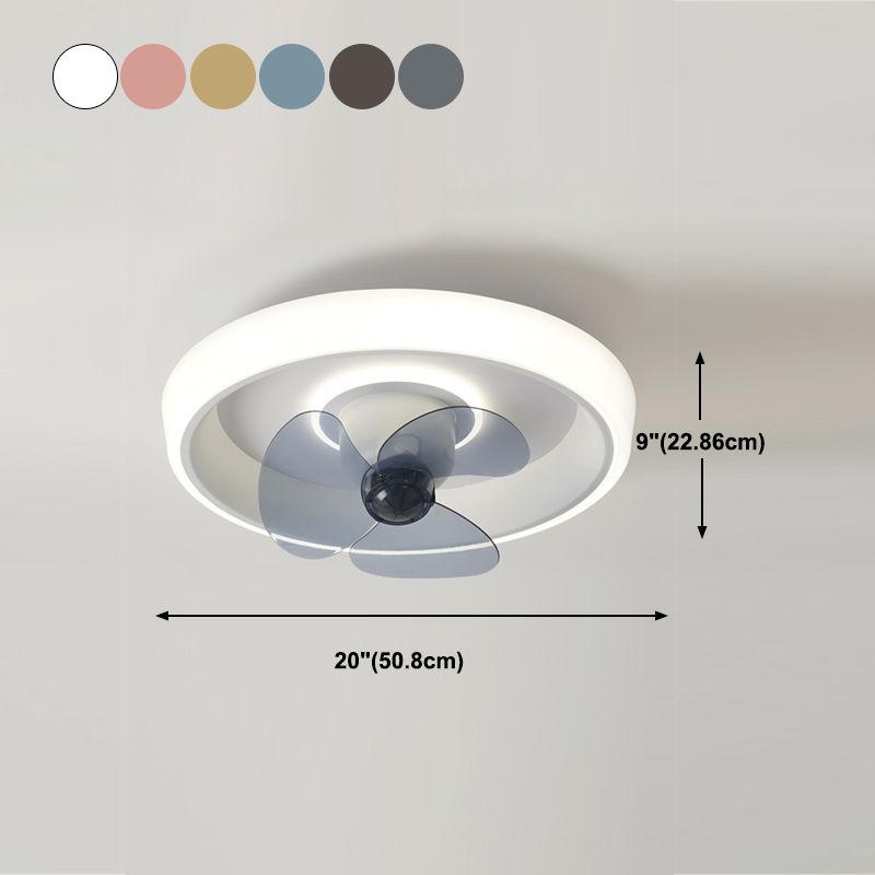 Modern Style Round Ceiling Fan Light Metal Single Light LED Flush Light