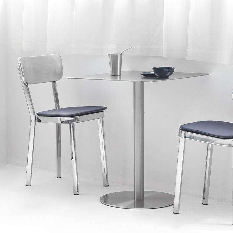 Industrial Dining Table Stainless Steel Table with Pedestal Base for Dining Room