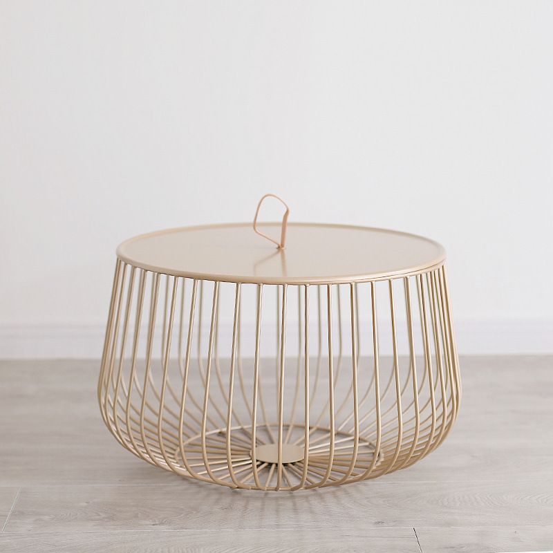 Iron Round Coffee Table Mid-Century Modern Frame Coffee Cocktail Table