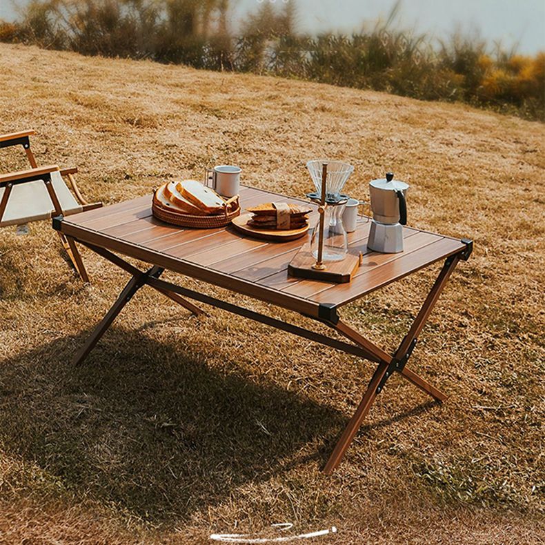 Industrial Style Patio Table Rectangle Metal Foldable Camping Table
