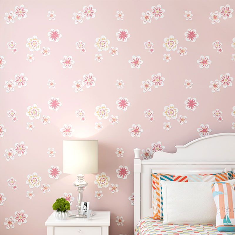 Rouleau de papier peint floral pour chambre d'enfant, décoration murale en tissu non tissé de couleur pastel, résistant à l'eau