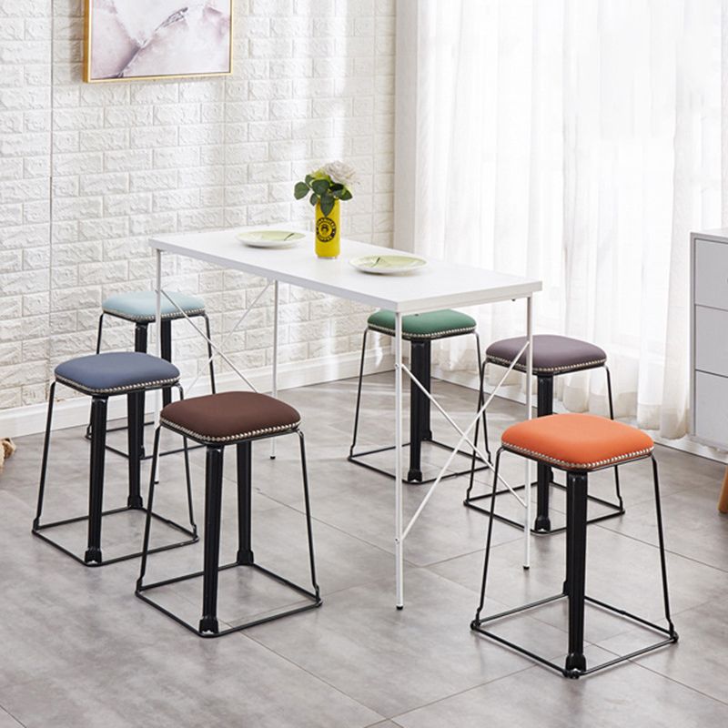 Modern Square Poof Solid Water Resistant Faux Leather Poof with Nailhead Trim