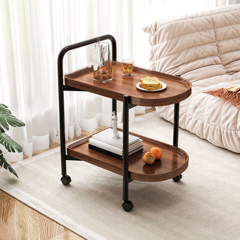 Contemporary Accent Side Table with Storage Wood and Metal End Table