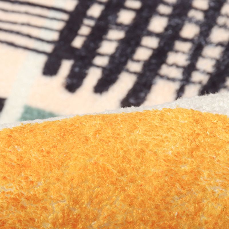 White Tone Casual Indoor Rug Polyester Abstract  Pattern Carpet Anti-Slip Backing Rug for Home Decor