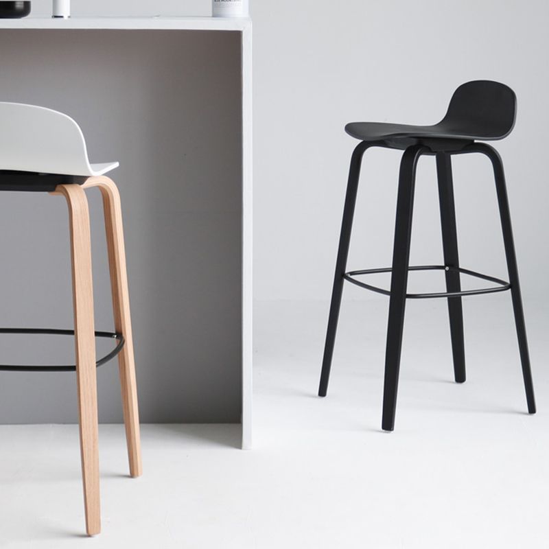 Scandinavian Armless Bar Height Stool Plastic and Solid Wood Bar Stool for Living Room