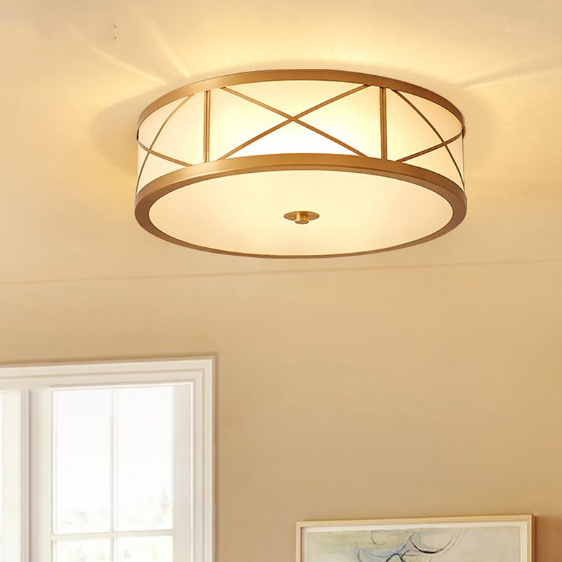 Drum Flush Mount Ceiling Light Fixtures Vintage Glass Ceiling Light Fixture for Living Room