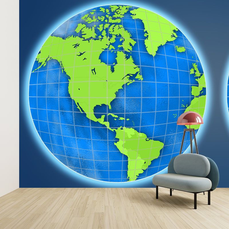 Illustration World Map Wall Mural Contemporary Decorative for Living Room