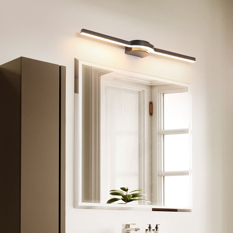 Luz de espejo de tocador LED lineal Luz de pared de baño de metal simple y elegante