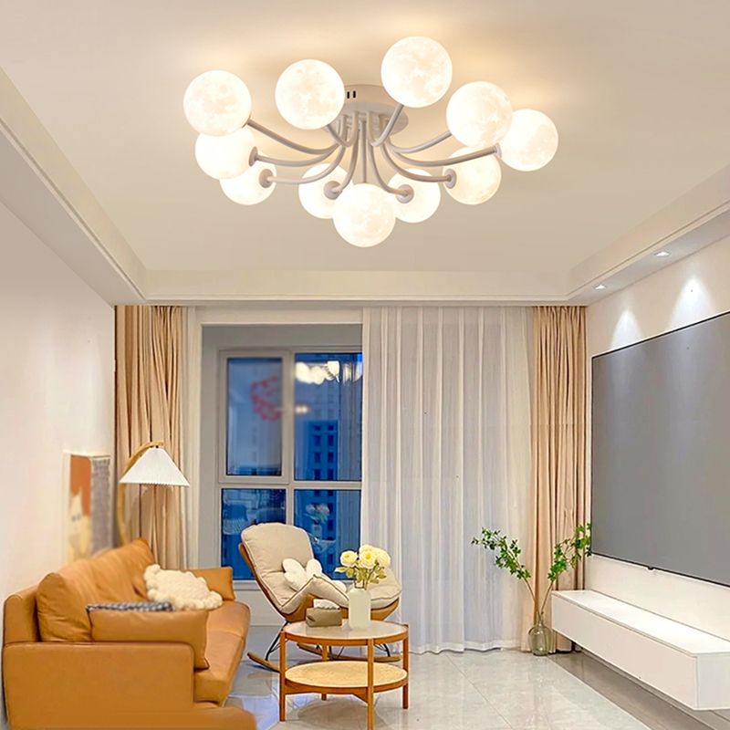 Nordic Sputnik Flush Mount Globe Ceiling Light Fixture with Glass for Bedroom