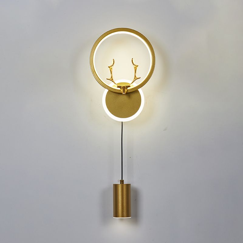 Modern LED Metal Wall Sconce Circle Shape Wall Light with Acrylic Shade for Bedroom