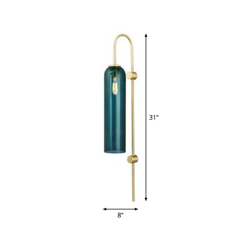 Retro Tubular Wall Mount Light Glass 1 Head Living Room Gooseneck Wall Lighting Fixture
