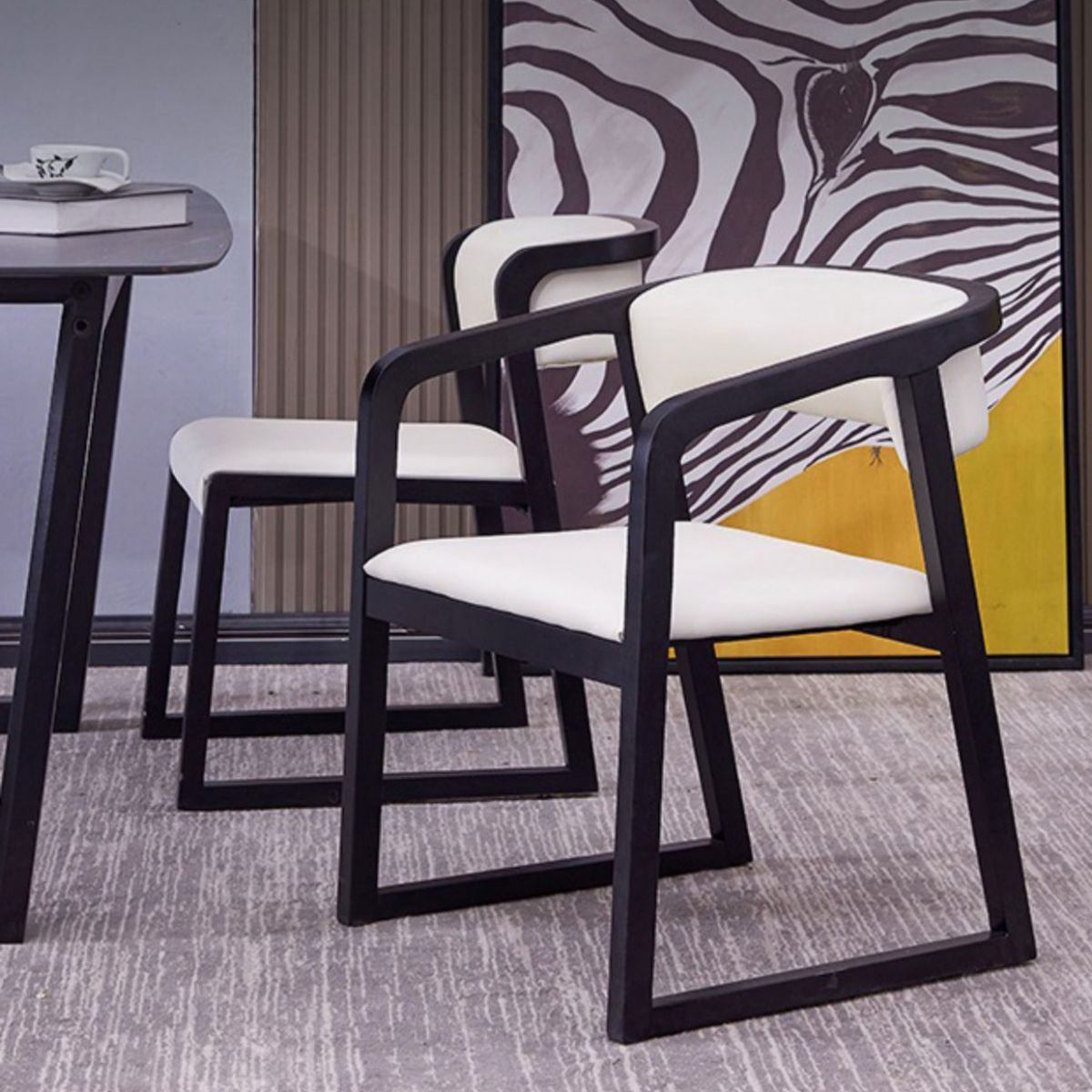 Chaises de salle à manger d'appoint en bois style contemporain Chaises d'appoint de salle à manger à dossier ouvert (Ensemble de 2)