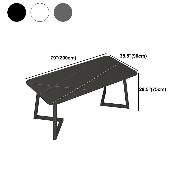 Sintered Stone Rectangle Dining Table Modern Dining Room Table with Double Pedestal