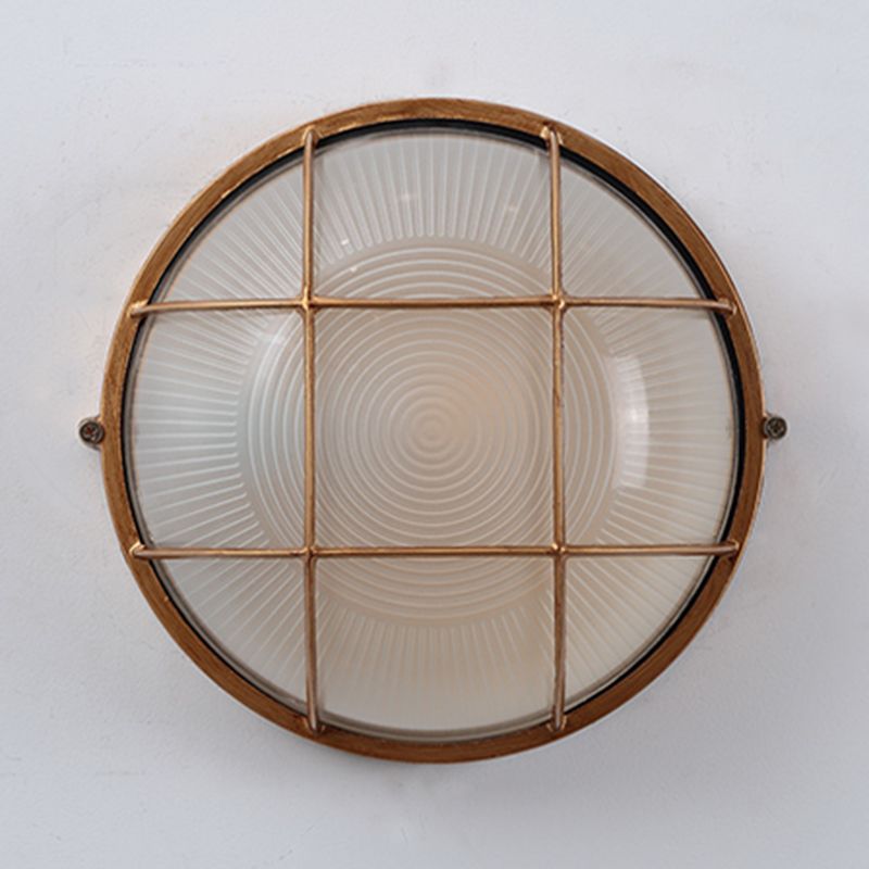 Industrial Metal Wall Sconce Geometric Shape Wall Light with Glass Shade for Living Room
